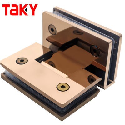 90 Degree Glass Hinge Modern Frameless Glass to Glass Shower Hinge Rose Gold Bathroom Shower Door Hinges