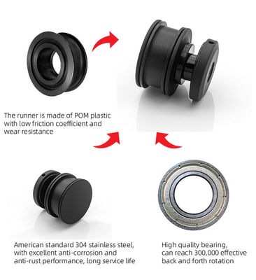48mm 휠 골드 샤워 롤러 무거운 문 슬라이딩 유리 하드웨어 시스템 키트 미국 스타일