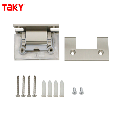 새틴 스틸 재질 90도 H 백 플레이트 벽 장착 샤워 유리문 피벗 힌지