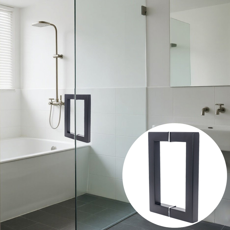 공장 304 스테인리스 스틸 매트 검은 색 정면 튜브 유리 문 손잡이