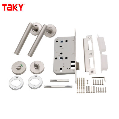 좋은 가격 사틴 니켈 완성 샤워 유리 문 손잡이 304 스테인레스 스틸 튜버 손잡이 잠금 세트 및 C 레벨 잠금 코어 온라인으로
