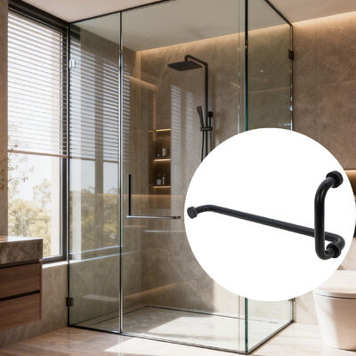 좋은 가격 샤워 유리제 문 손잡이 12 인치 스테인리스 304 검정 둥근 샤워 손잡이 온라인으로