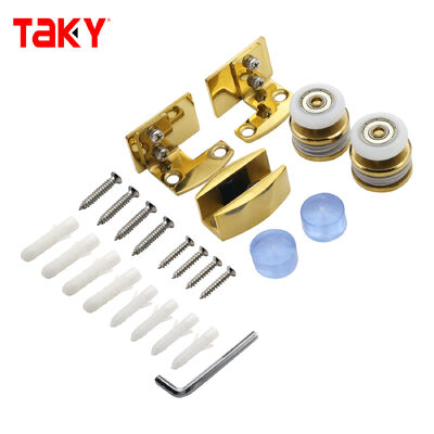 Customizable Frameless Ziny Alloy Gold Sliding Door Fitting Shower Door Hardware Kit